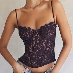 NEW House Of CB Mila Night Shade Purple Lace Corset Top L Plus Cup + D-E